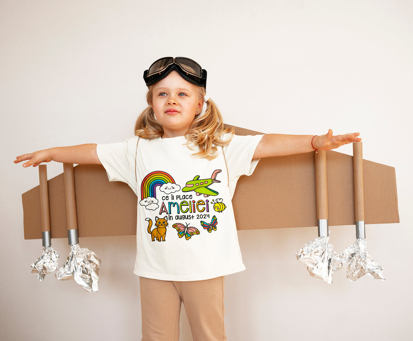Tricou Personalizat din Bumbac Copii + Set 12 Markere Textile Carioca